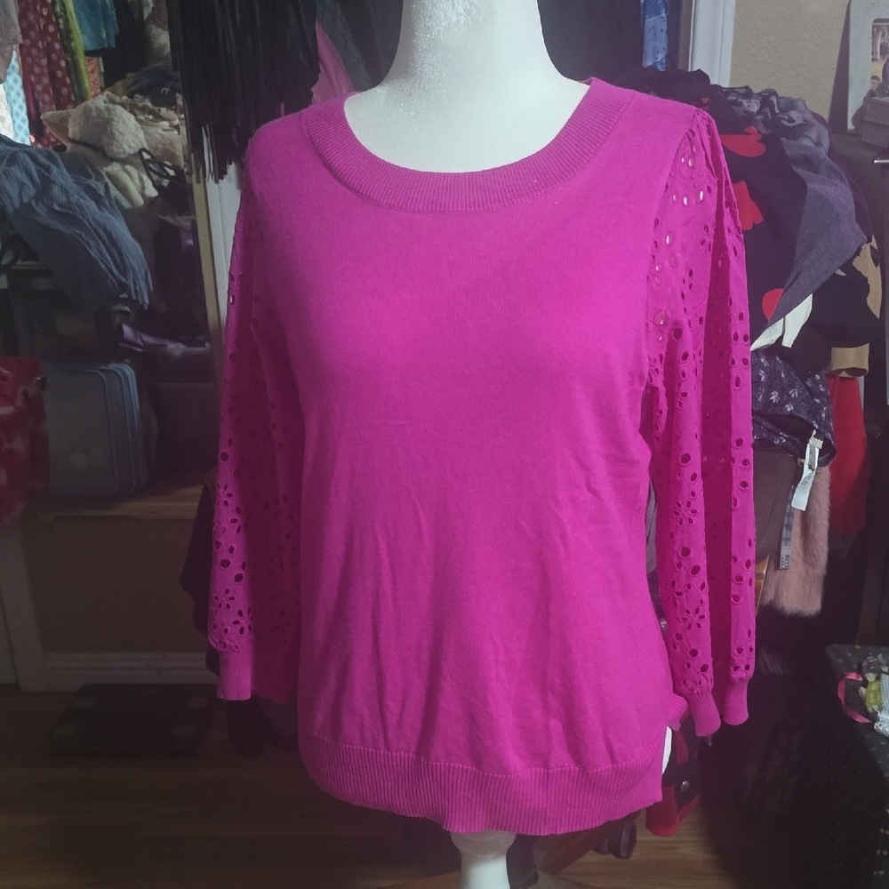 Isaac Mizrahi Pink Crew Neck Sweater